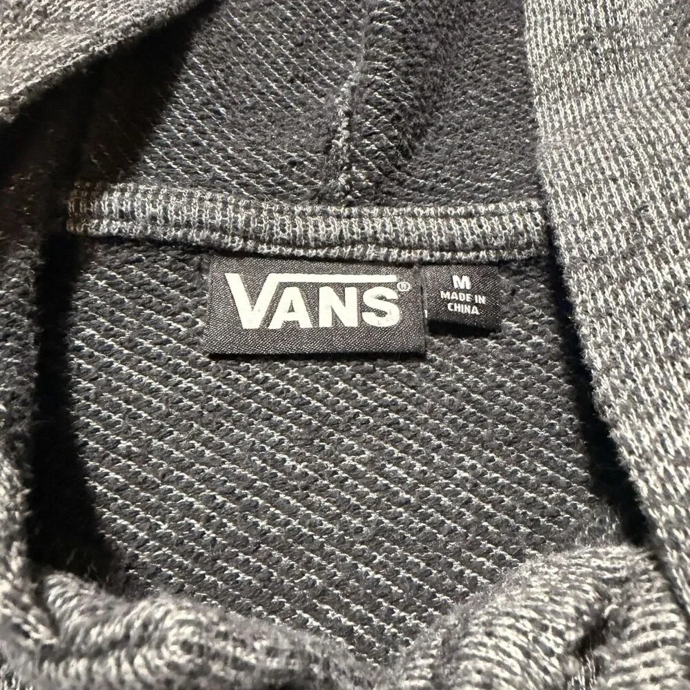 VANS Sweater Mens Medium Gray Hooded Henley Knit Long Sleeve Pullover Casual